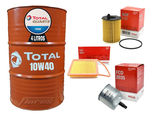 Cambio De Aceite Total 10w40 4l + Kit Filtro Citoen Berlingo