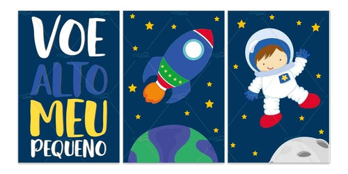 Placa Quadro Para Quarto Infantil Menino Bebe Astronauta