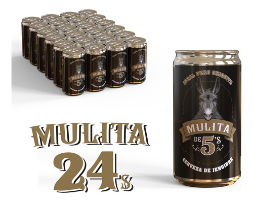 Mula De Cincos 24 Pack De Lata 237ml Ginger Beer Sin Alcohol