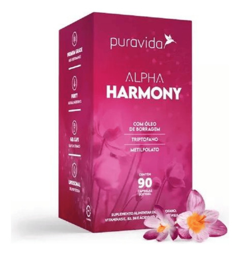 Alpha Harmony Com Óleo De Borragem 90 Cáps - Puravida