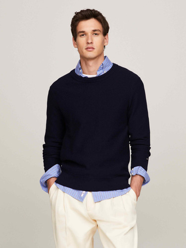 Suéter Azul Punto Nido De Abeja De Hombre Tommy Hilfiger