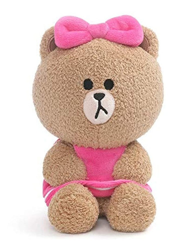 Gund Line Friends Choco - Oso De Peluche Sentado Con Peluche