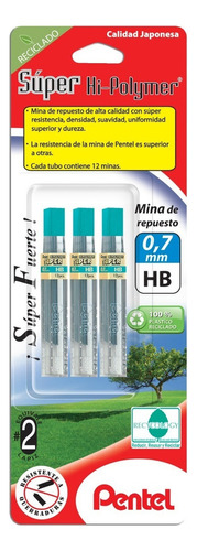 Minas Puntillas Pentel Super Hi-polymer 50bp3 0.7 Mm 3 Pzas