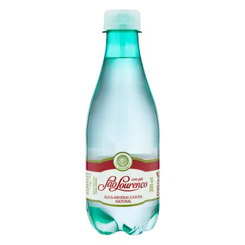 Água mineral São Lourenço  com gás   garrafa  300 mL  