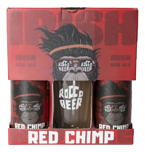 Cerveza  Rocco Beer Red Irish Chimp Lata X 2 500ml + Vaso
