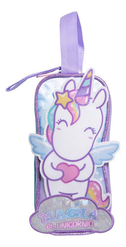Kit Mochila Onix Unicornio Lapicera Primaria Original Azul Azul