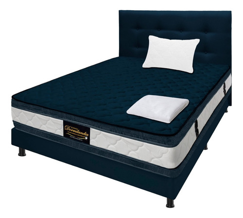 Colchón Sencillo De Resortes Dormilandia Smg-marsh-azul-100 Azul - 100cm X 190cm X 28cm Con Doble American Pillow
