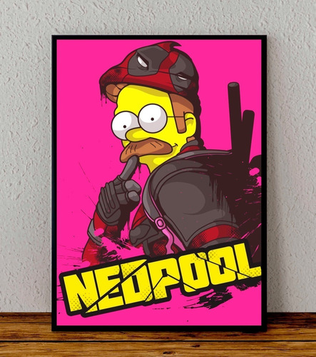 Cuadro 33x48 Poster Enmarcado Los Simpson Deadpool Fanart