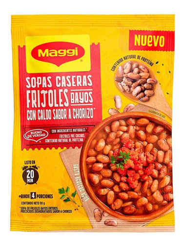 Sopa Maggi Frijoles Bayos con Caldo Sabor a Chorizo 90g