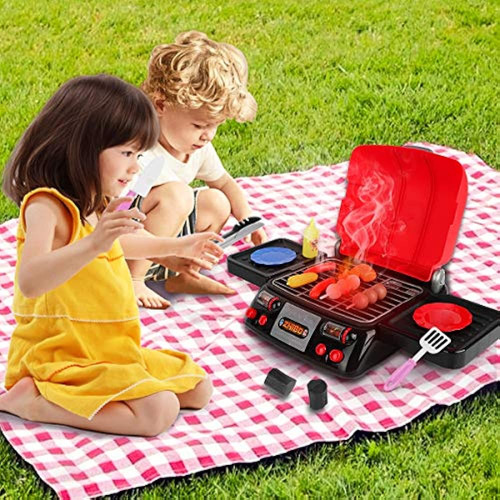 Augtoy Kids Play Food Grill With Pretend Smoke Sound Light J