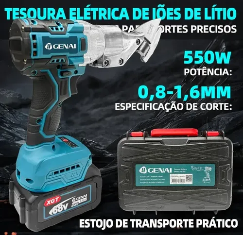 Tesoura Corte Chapa Metalica Elétrica 2 Bateria 68v | Parcelamento