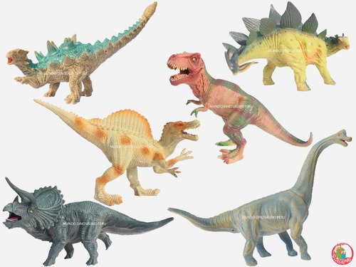 Imagen 1 de 8 de Set 6 Dinosaurios Realistas Juguete Niños Colección T. Rex