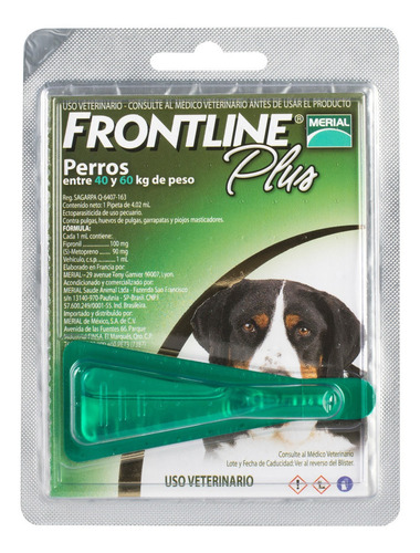 Pipeta Antipulgas Y Garrapatas Frontline Plus Perro 40 A 60k