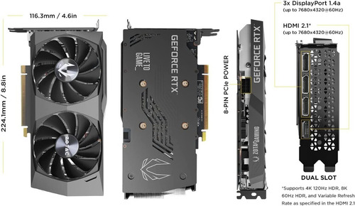 Imagen 2 de 3 de Tarjeta Gráfica Para Juegos Zotac Gaming Geforce Rtx 3050 Tw
