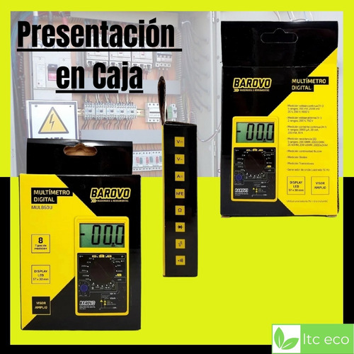 Imagen 3 de 9 de Tester Multimetro Digital Barovo Voltimetro Amperimetro 10a