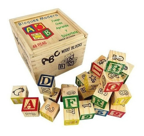 Cubos Didácticos Letras Números Madera 27pzs Montessori