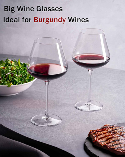Jbho Hand Blown Italian Style Crystal Burgundy Wine Glass...