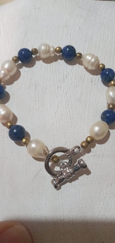 Pulsera Lapizlazuli Y Perlas Barrocas