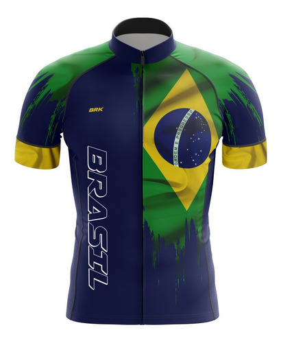 Imagem 1 de 3 de Camisa Ciclismo Brasil Masculina Brk Com Proteção Uv50+
