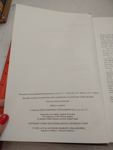Anatomía Del Sistema Nervioso S W Ranson Ed Interamericana (Usado)