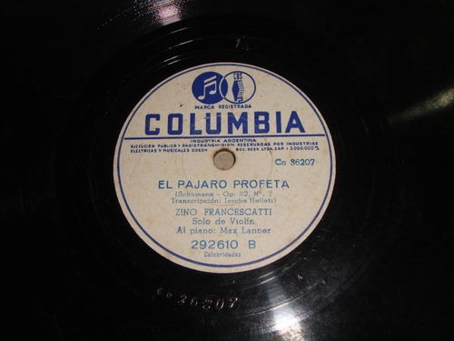 Pasta Zino Francescatti Violin Lanner Piano Columbia C25