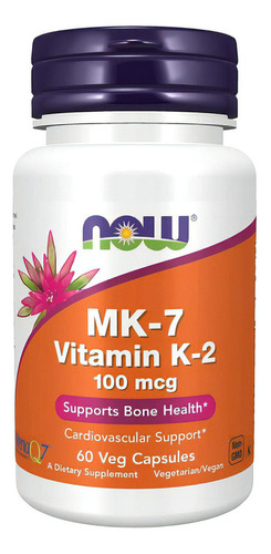 Vitamina K-2 Mk-7 100 Mcg Now 60 Capsulas Vegetales Sabor Neutro