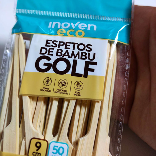 Kit 150un Espetos De Bambu 9cm Golf P/ Lanche Eco Inoven