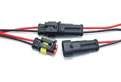 Kit Conector Pacha 2 Vías Automotriz Intemperie Con Cables