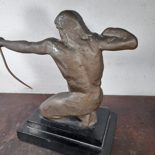 Imagem 7 de 10 de Estatua Escultura Ferro Fundido Arqueiro Antiga 30 Cm Altura