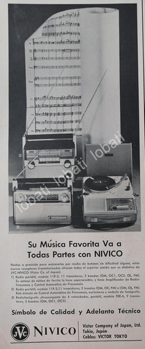 Cartel Vintage Radios Y Tocadiscos Nivico Jvc 1963 /354 Raro