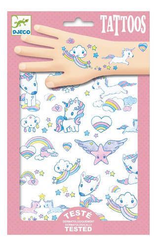 Tatuajes Temporales +50 Stickers Glitter Unicornios Djeco