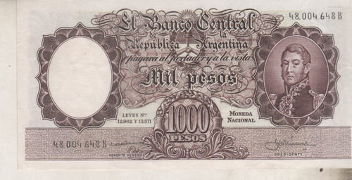 Billete Argentina Monedea Nacional $ 1000 Año 1959 - B 2144