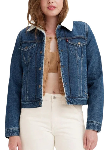 Campera De Jean Con Corderito Mujer Levis Azul Invierno