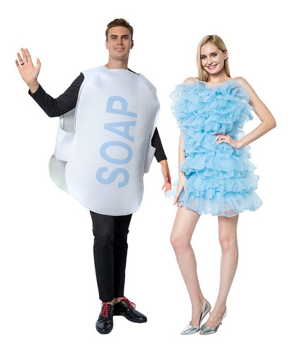 Disfraz De Jabón Y Lufa Para Adulto, Trajes De Burbujas De Parejas De Halloween