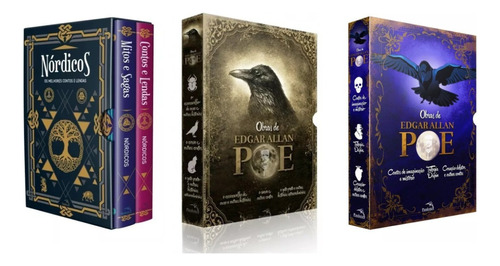 Kit Box Nórdicos Os Melhores Contos E Lendas - 2 Livros + Pôster & Box Edgar Allan Poe : Histórias Extraordinárias & Box Obras De Edgar Allan Poe Editora Pandorga Capa Comum