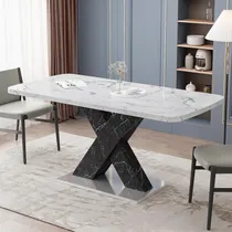 Comprar Mesa Comedor Marmol Diseño Moderno Expandible Base Metal Mdf