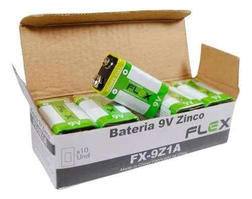 Bateria 9v Flex Zinco Caixa Com 10 Fx-9z1a