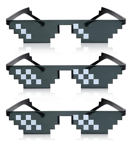 Lentes 8 Bits Para Fiesta Pixelado Pack X3