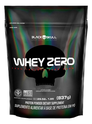Whey Zero Black Skull Refil - 837g (whey Protein Isolado) Sabor Chocolate