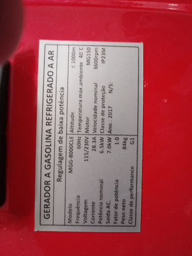 Gerador De Energia Motomil Mgg 8000 4 T 8.0kva 110/220v