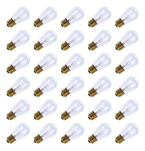 30 Pack S14 Clear Bulbs 11 Watt Warm Replacement Incand...