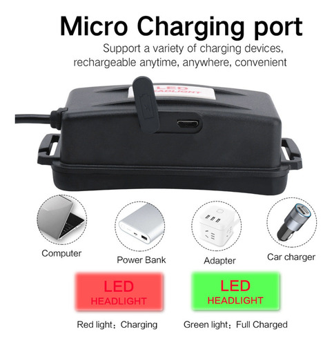 Lanterna Cabeça Recarregável Usb 3 Leds Potente Profissional