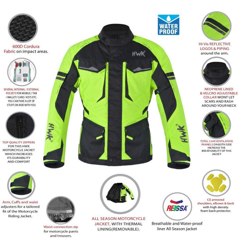 Chamarra Motocicleta Hwk, Impermeable Para Hombres