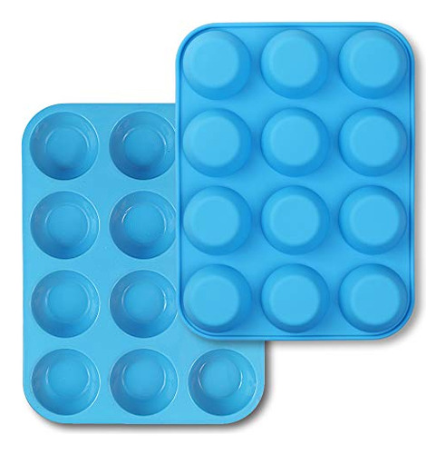 Homedge Molde Para Muffins De Silicona De 12 Tazas, Paquete