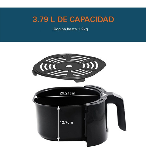 Imagen 2 de 7 de Freidora Eléctrica De Aire Elite Gourmet De 3.7 L Pack Con 2