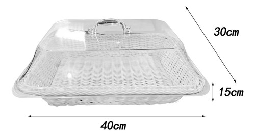 Cesta De Pan Tejida Con Tapa, Cesta De 40cmx30cmx15cm