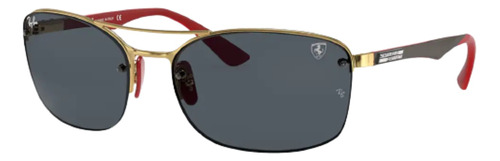 Anteojos de sol Ray-Ban Scuderia Ferrari Collection Standard con marco de metal color polished gold, lente dark grey clásica, varilla polished gold de metal - RB3617M