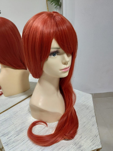 Peluca Rojo Shedron Larga Cabello Cobrizo Liso Cosplay Tamaño de la base unitalla
