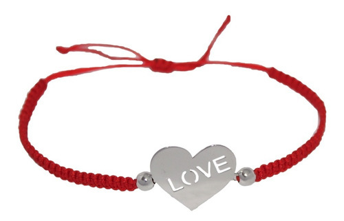 Nueva Pulsera Plata De Ley 925 B201 Corazón Love Hilo Rojo