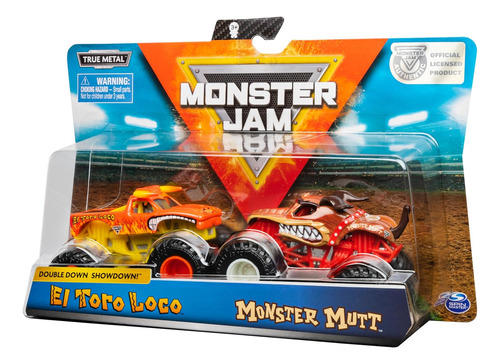 Monster Jam 1:64 2 Pack, El Toro Loco Vs Perro Callejero